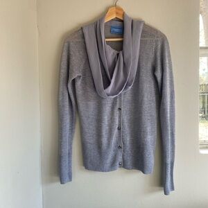 Simply Vera Wang Neck Tie Shawl Cardigan Soft Metallic Lilac Blue Size Medium